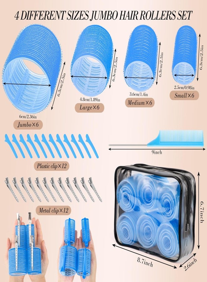 Obeoby 4 Sizes Hair Rollers for Women, 50 Pcs Set Hair Curlers with Clips Comb Curlers for Long Short Curly Hair and Bangs (25, 36, 48, 60mm), Blue - Image 2